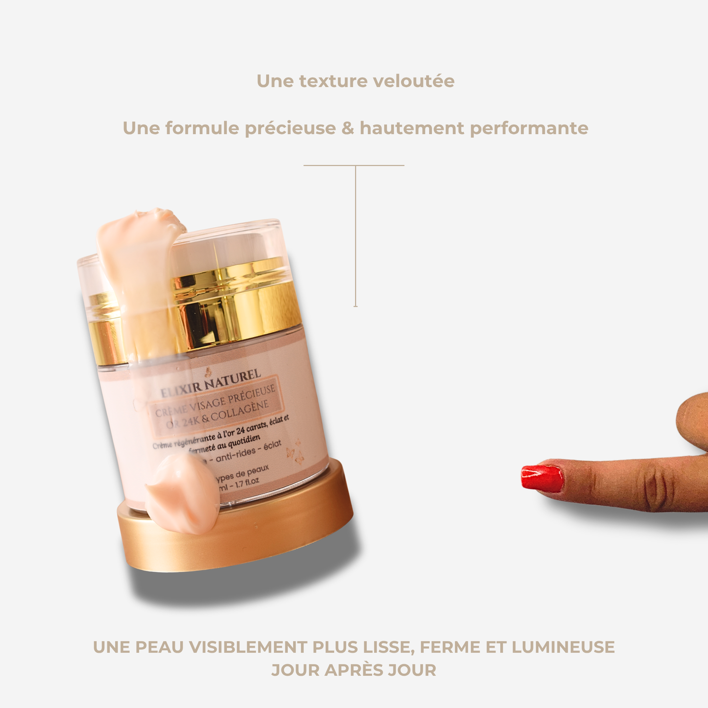 Crème Précieuse à l'Or 24K — Fermeté, nutrition, rides atténuées • 89% naturel
