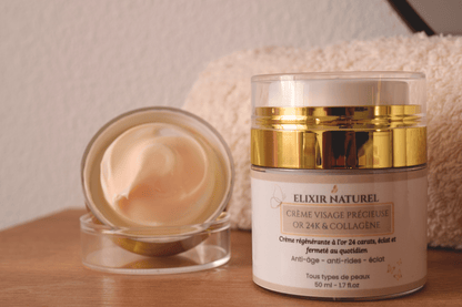 Crème Précieuse à l'Or 24K — Fermeté, nutrition, rides atténuées • 89% naturel